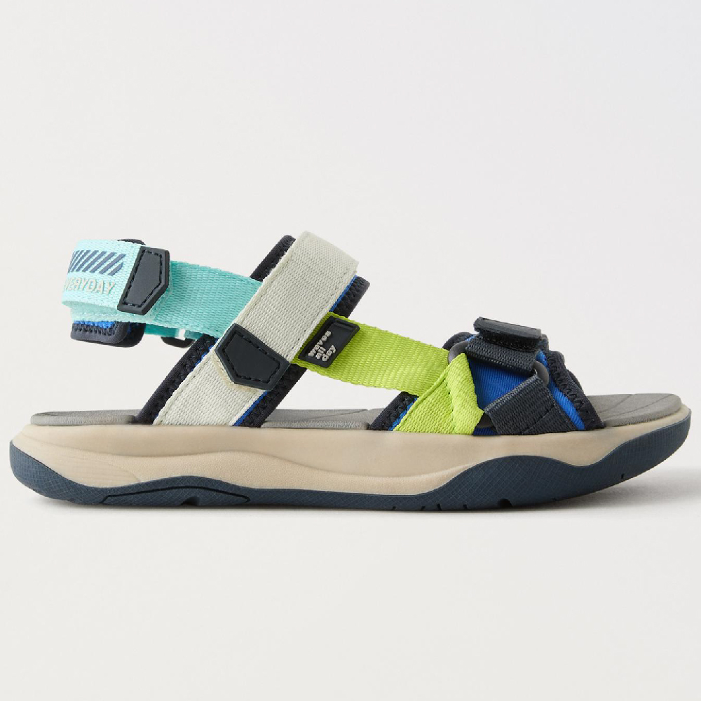 сандалии zara wedge sandals with straps золотой Сандалии Zara Technical With Hook-and-loop Straps, мультиколор