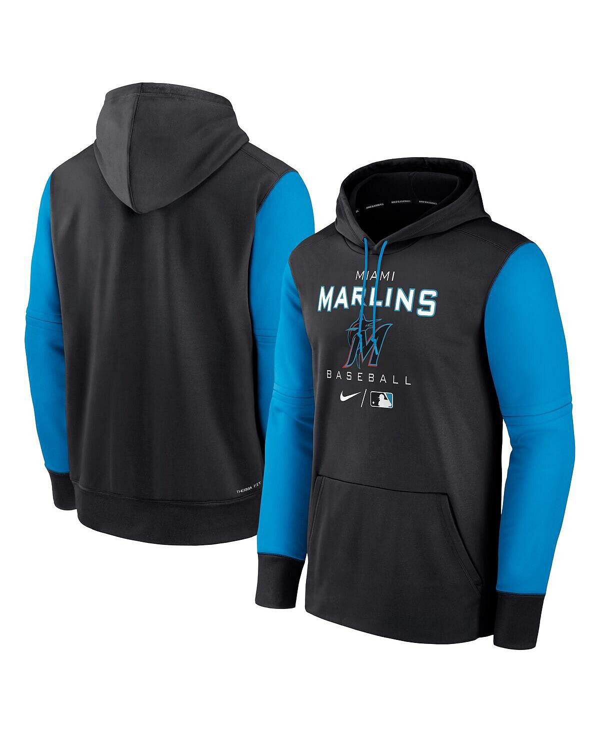 

Мужская черно-синяя толстовка с капюшоном miami marlins authentic collection performance Nike, мульти