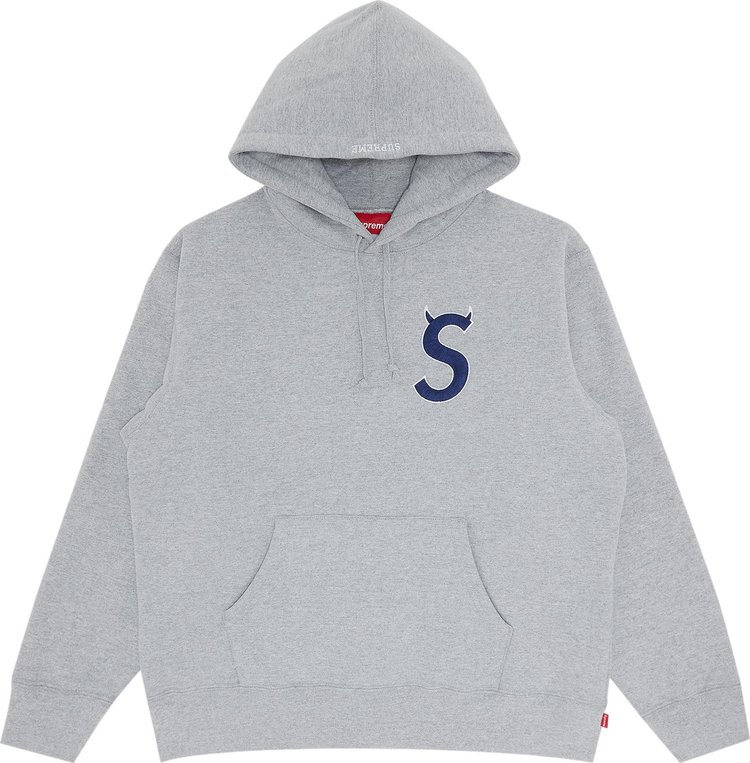худи supreme s logo zip up hooded sweatshirt heather размер xl серый Толстовка Supreme S Logo Hooded Sweatshirt 'Heather Grey', серый
