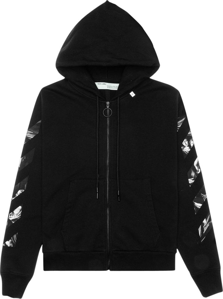 Худи Off-White Caravaggio Square Slim Zip Hoodie 'Black/Multicolor', черный - фото