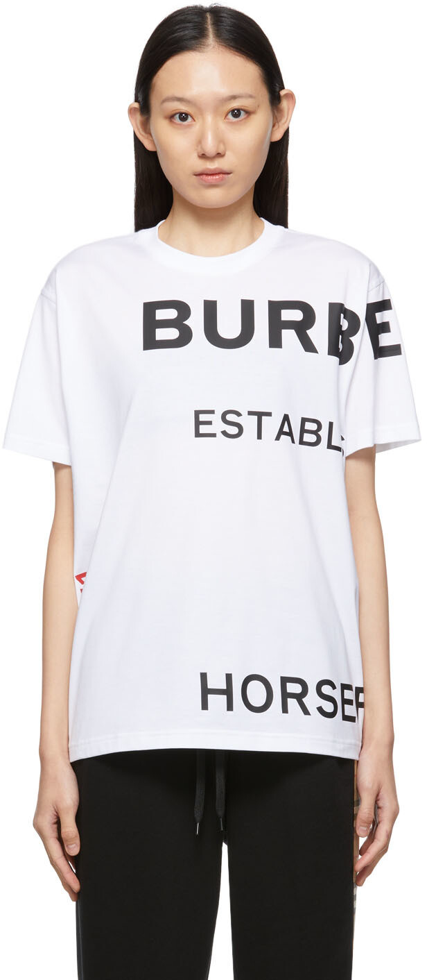 

Белая футболка с принтом Horseferry Burberry