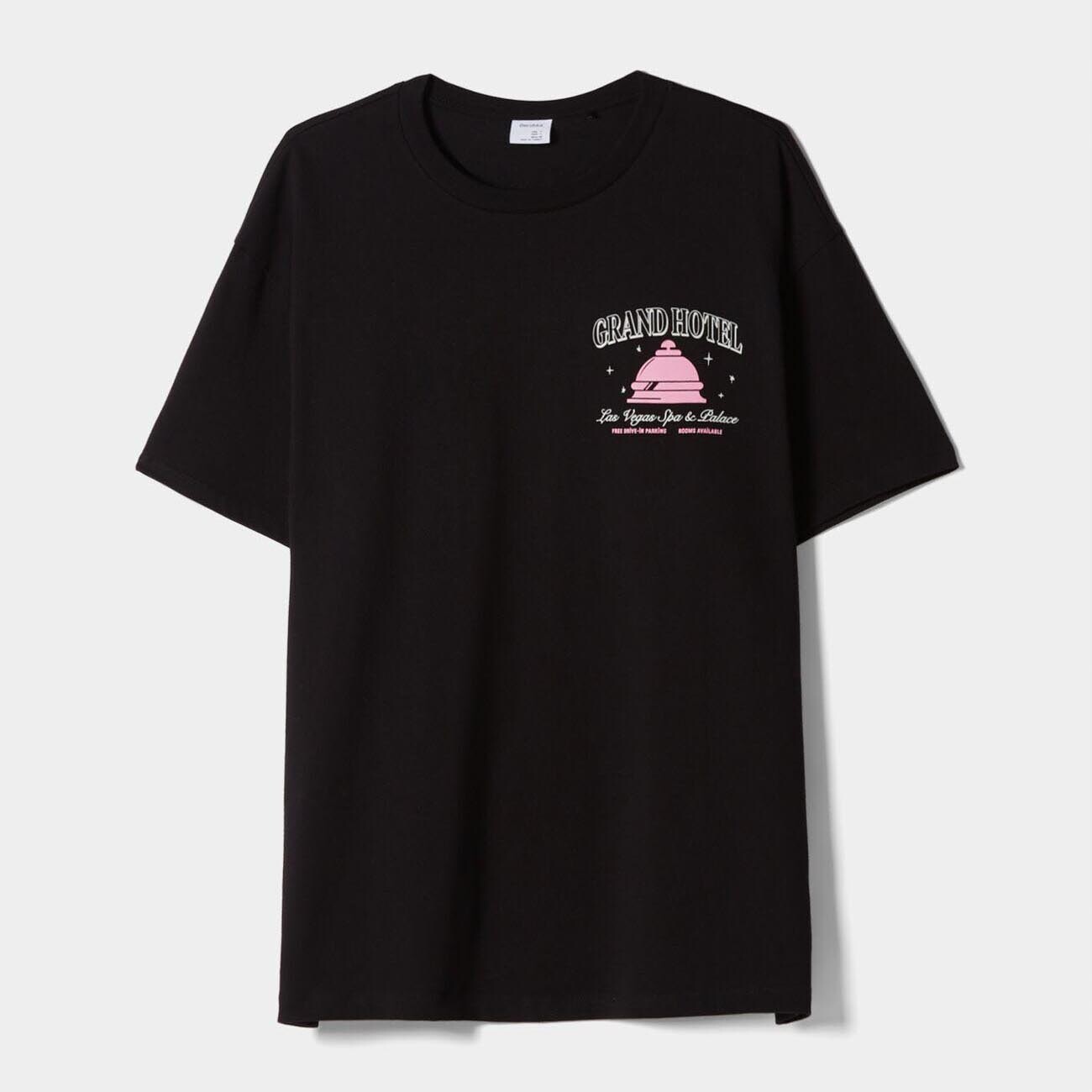 

Футболка Bershka Print Boxy Fit Short Sleeve, черный