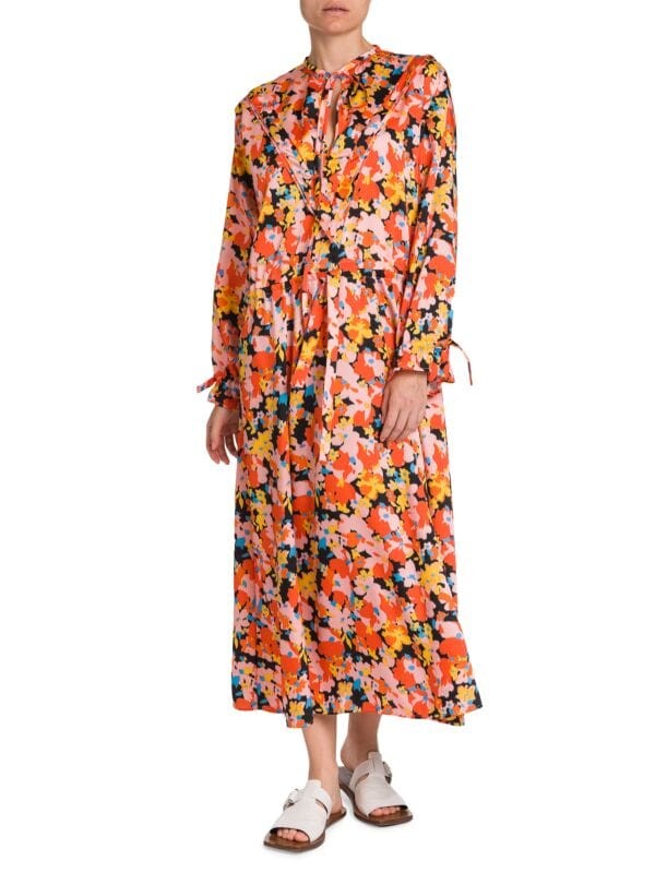 

Платье до щиколотки с цветочным принтом ikat Plan C Orange multicolor
