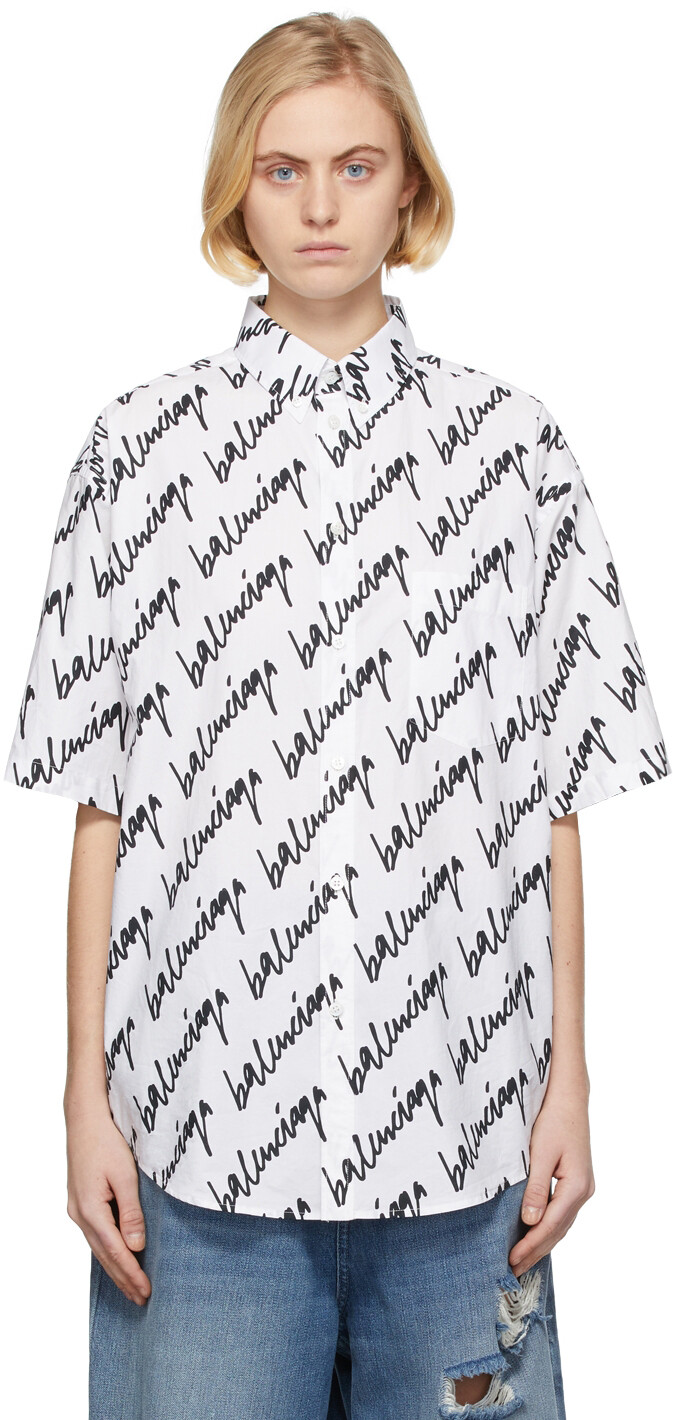 

Белая рубашка с логотипом Scribble Balenciaga