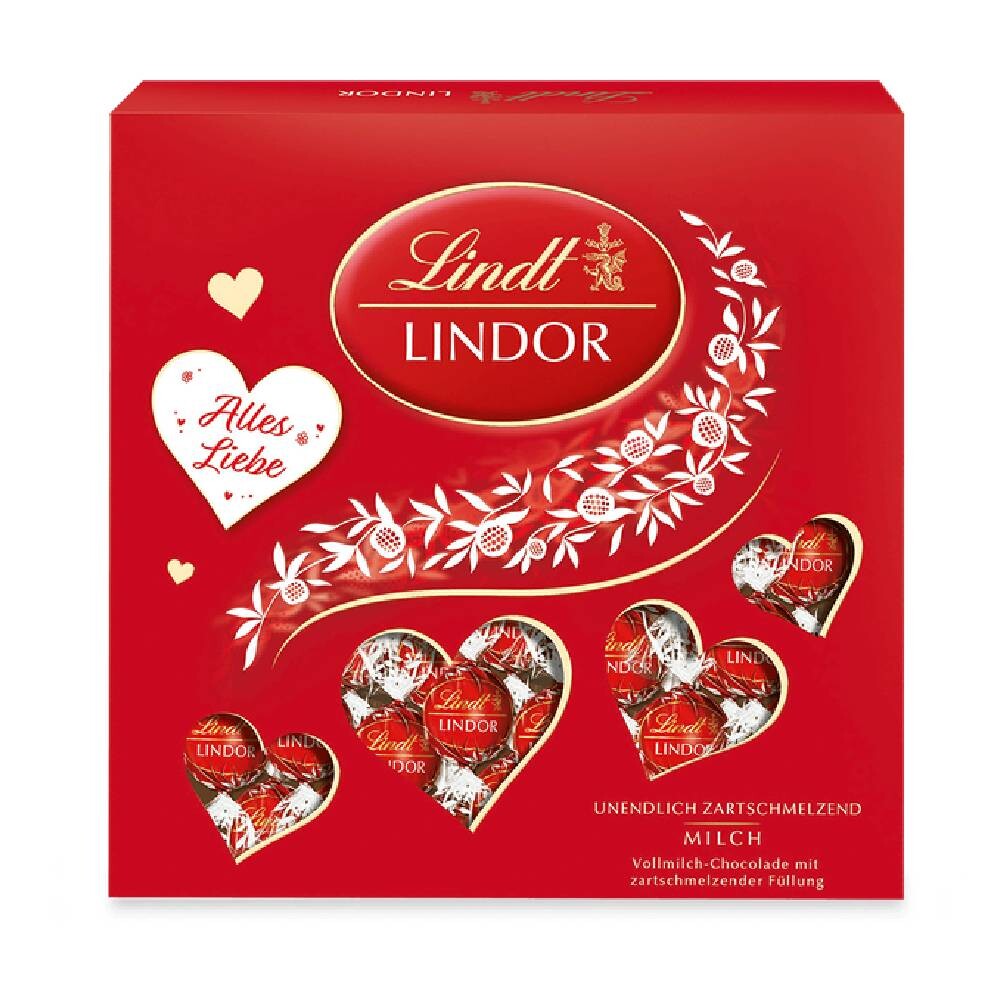 

Конфеты Lindt Lindor Präsent Mit Herz Cutouts, молочный шоколад, 187г