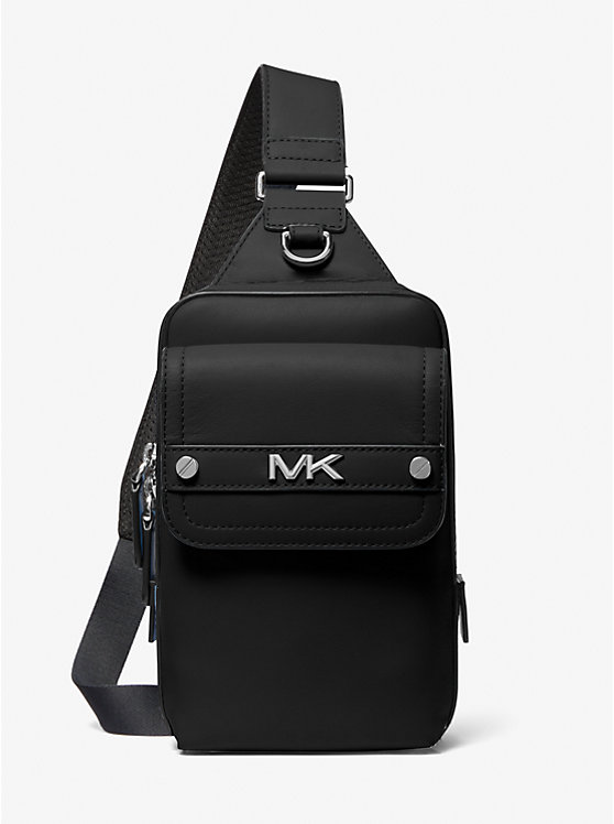 Сумка кросс-боди Michael Kors Mens Varick Medium Leather Sling, черный сумка слинг повседневная регулируемый ремень черный