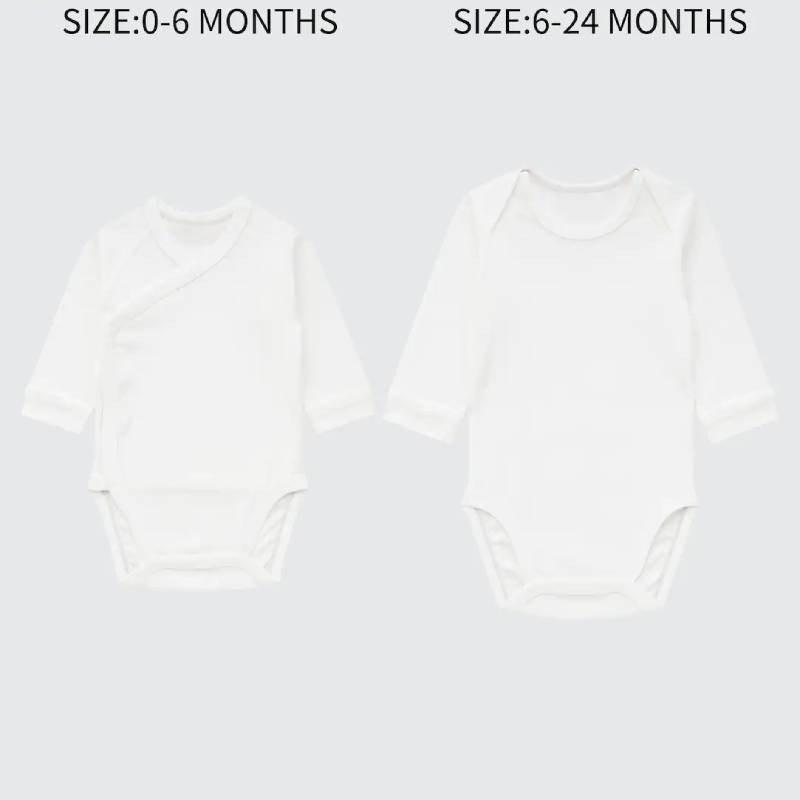 Боди для новорожденных Uniqlo Newborn Long Sleeved, белый пижама uniqlo flannel long sleeved бежевый