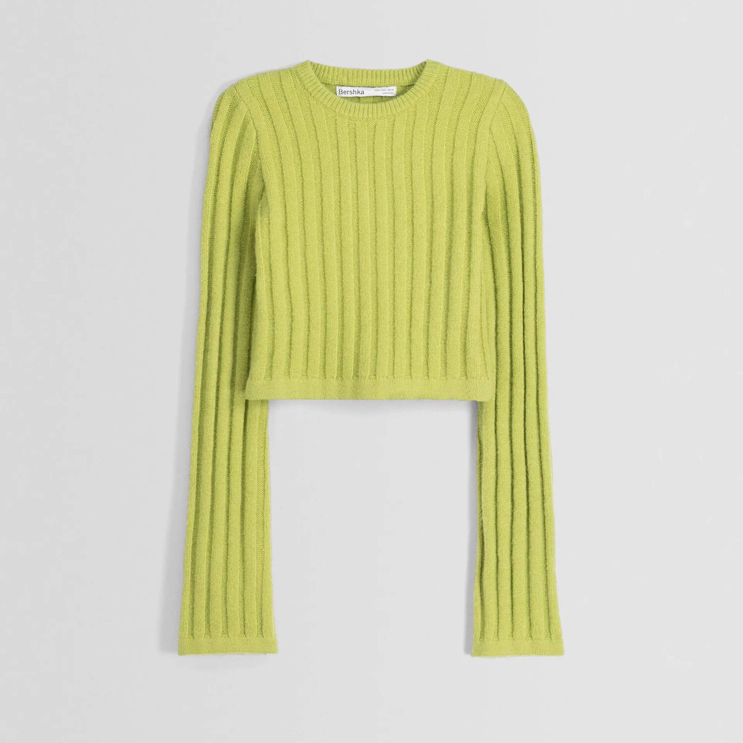 

Свитер Bershka Ribbed Cropped, зеленый