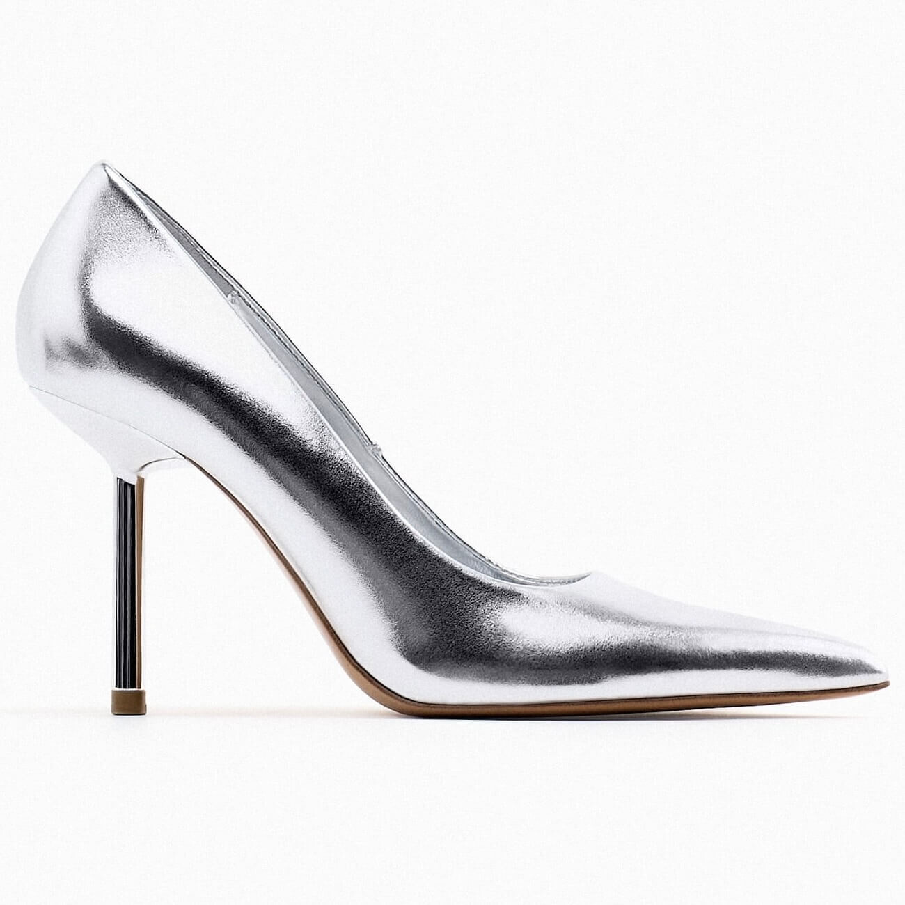 

Туфли Zara Metallic High-heel, серебристый