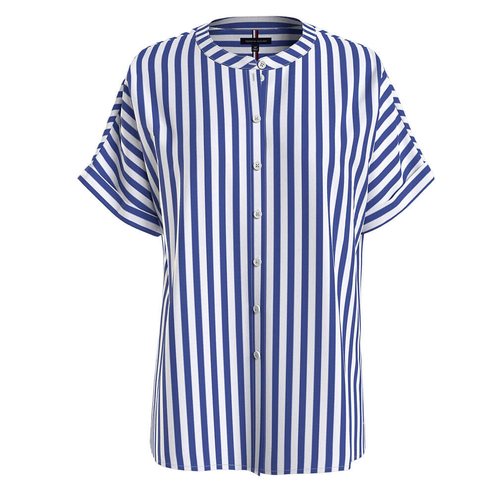 

Блузка без воротника Tommy Hilfiger Stripe, синий/белый