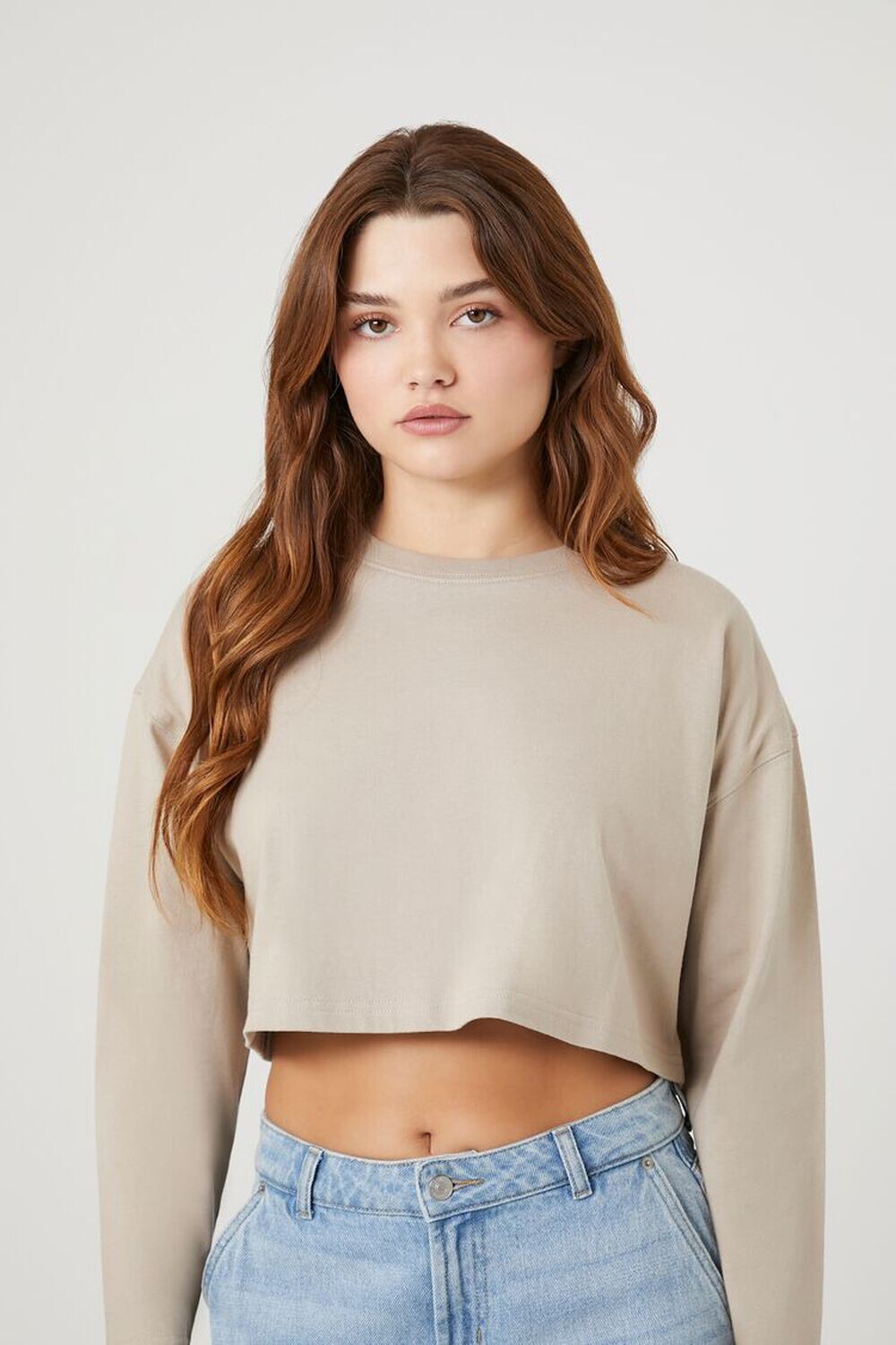 

Укороченный топ свободного кроя с длинными рукавами Forever 21