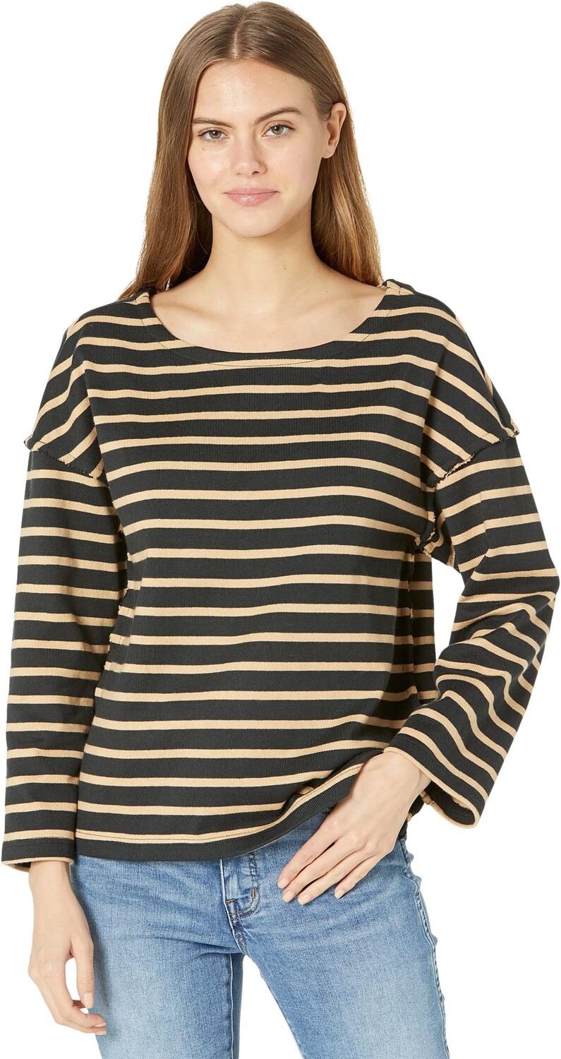 

Футболка Madewell Luxe Long-Sleeve Tee in Casler Stripe, цвет True Black