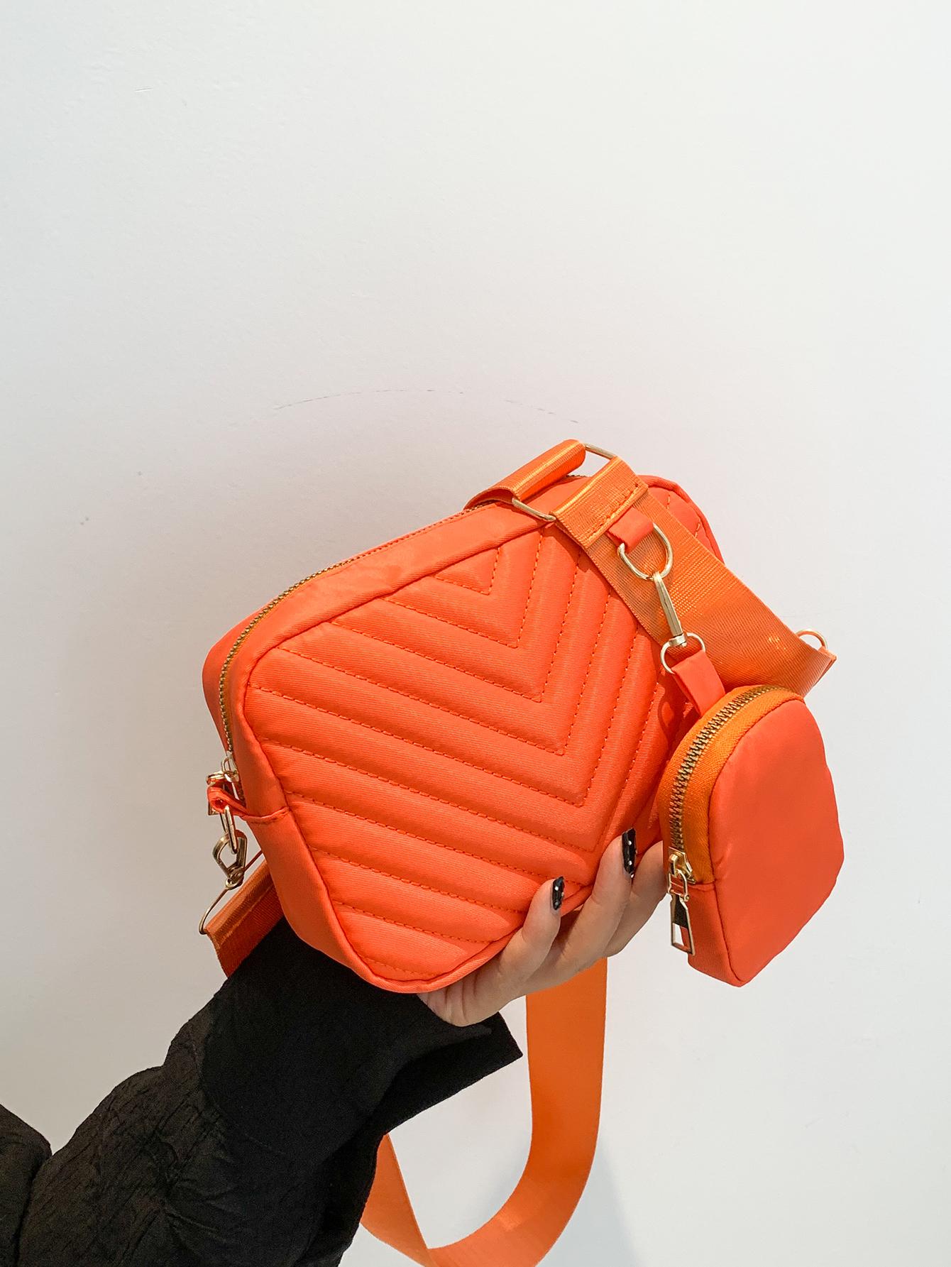 Мини-квадратная сумка с портмоне для монет, апельсин фото