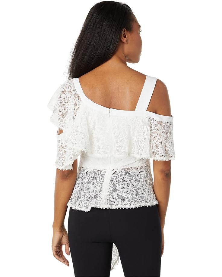 

Топ BCBGMAXAZRIA Floral Stretch Lace with Satin Back Crepe Top, белый