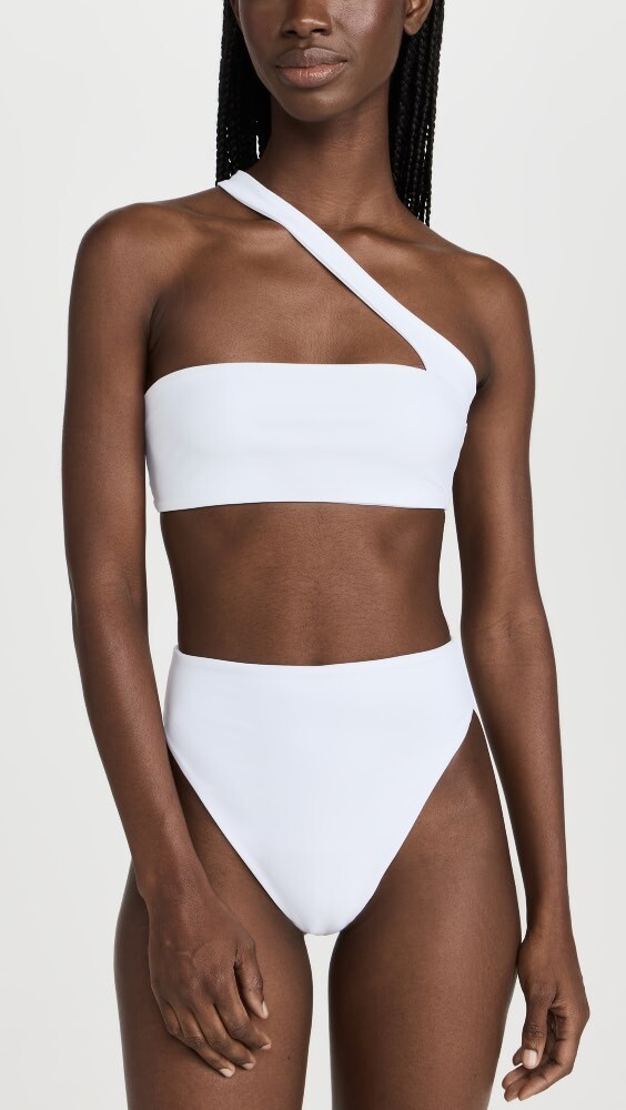 

Топ JADE Swim Halo One Shoulder Strap Bandeau, белый