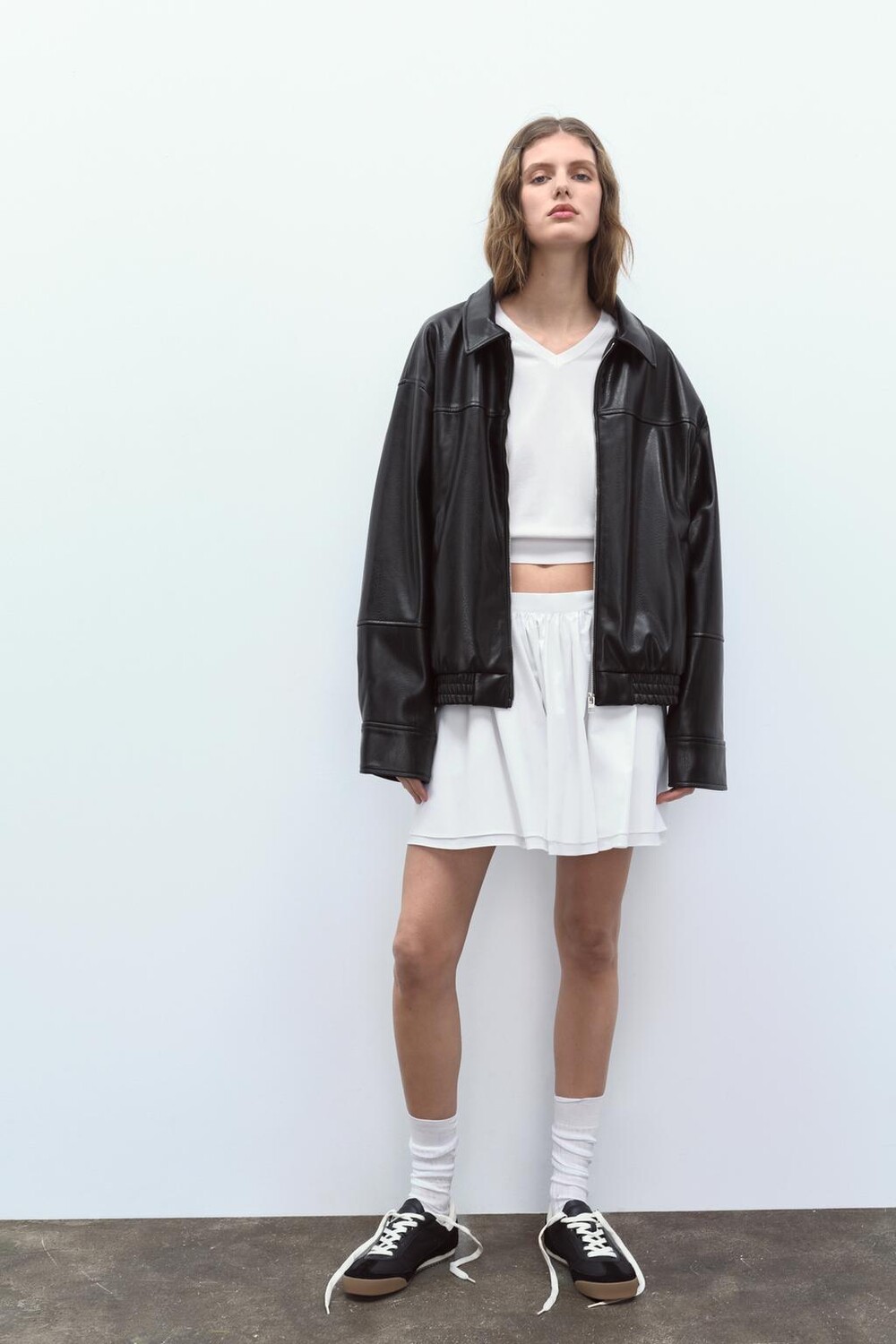 

Трикотажный свитер с рукавами 33/4 ZARA, белый