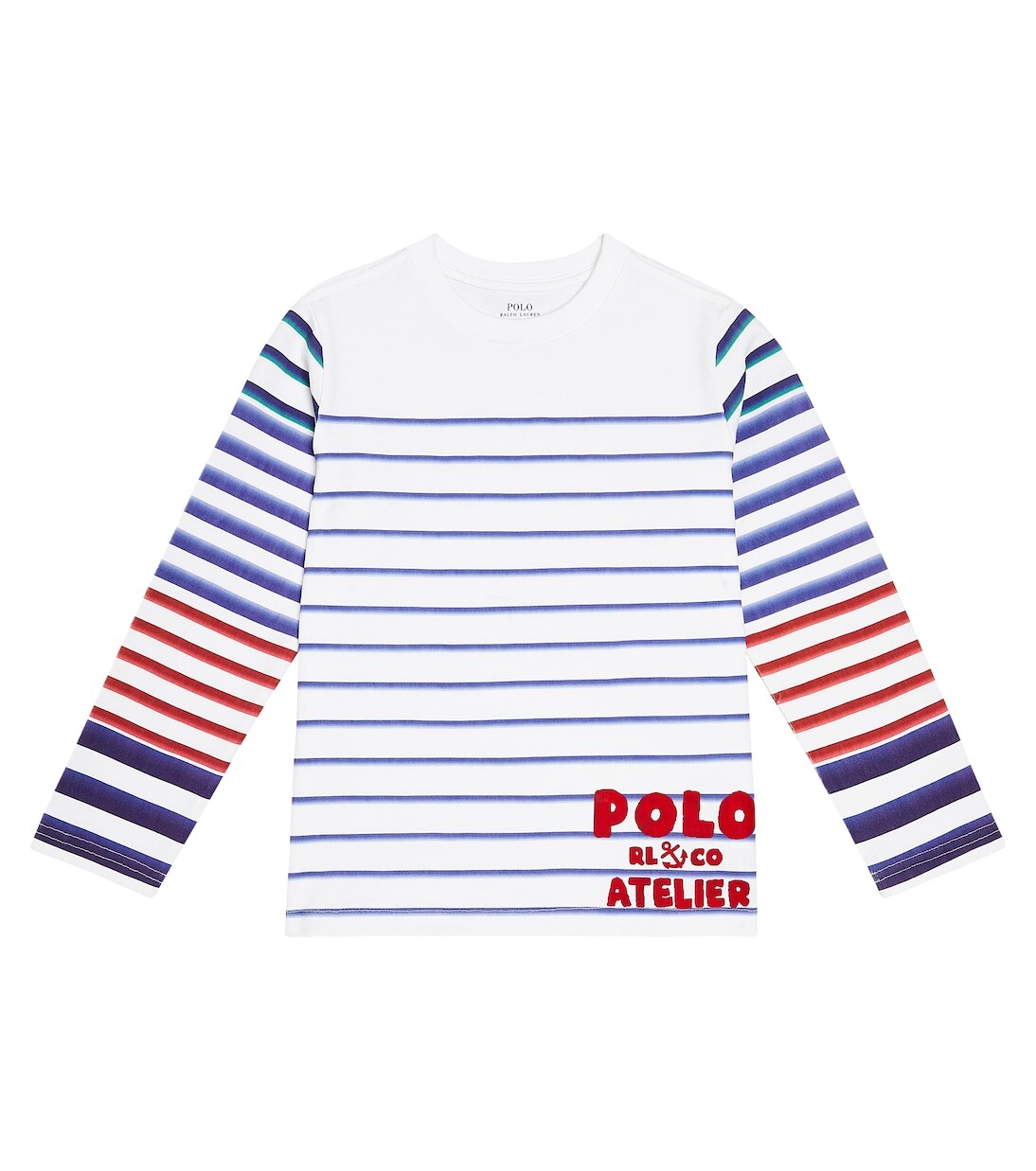 

Полосатый топ из хлопкового джерси Polo Ralph Lauren Kids, белый