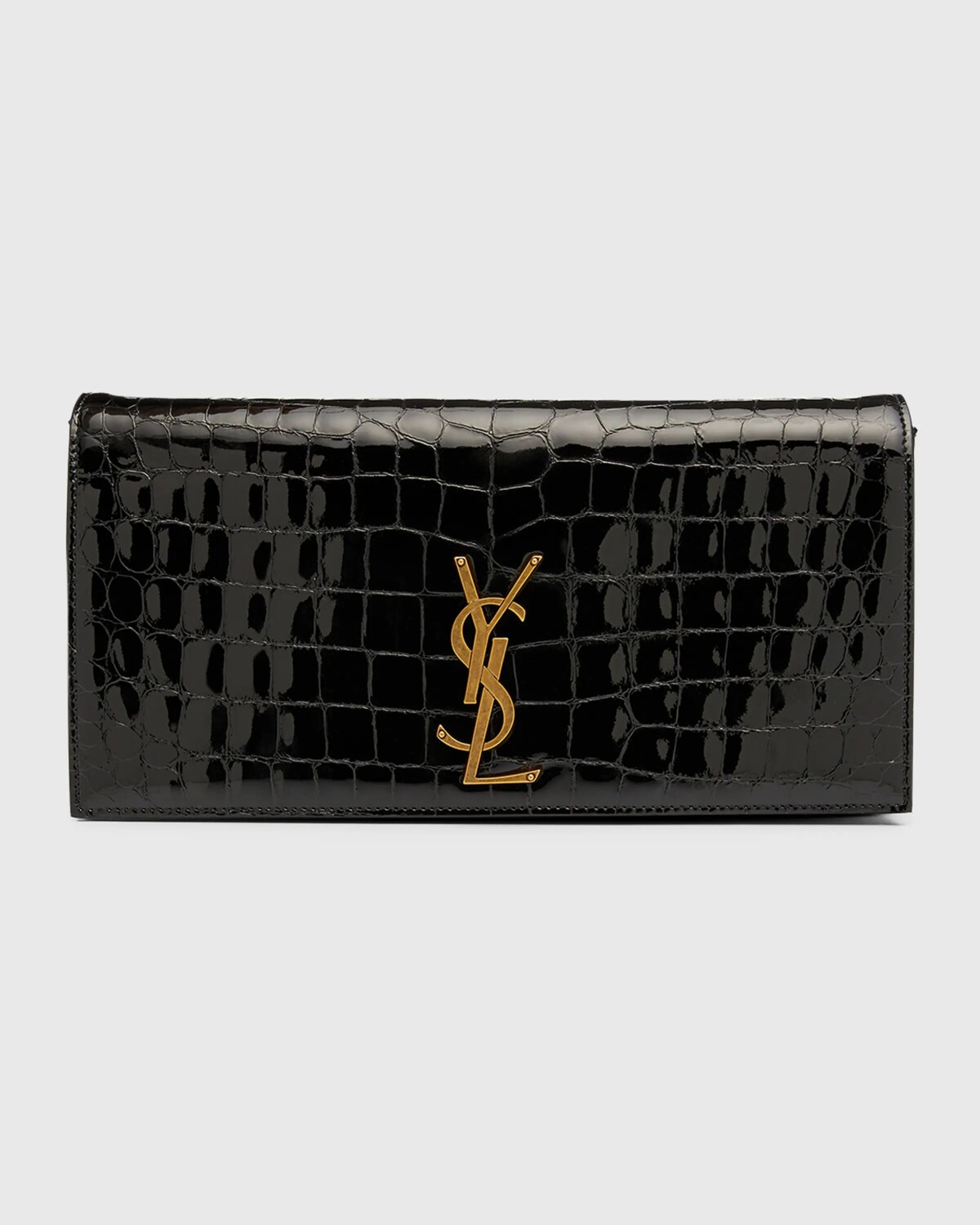 

Клатч Kate YSL из лакированной кожи с тиснением под крокодила Saint Laurent, цвет Nero
