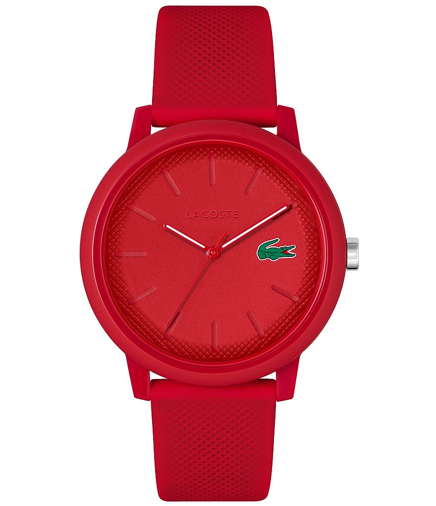 цена Lacoste Мужские кварцевые аналоговые красные силиконовые часы 12.12, красный