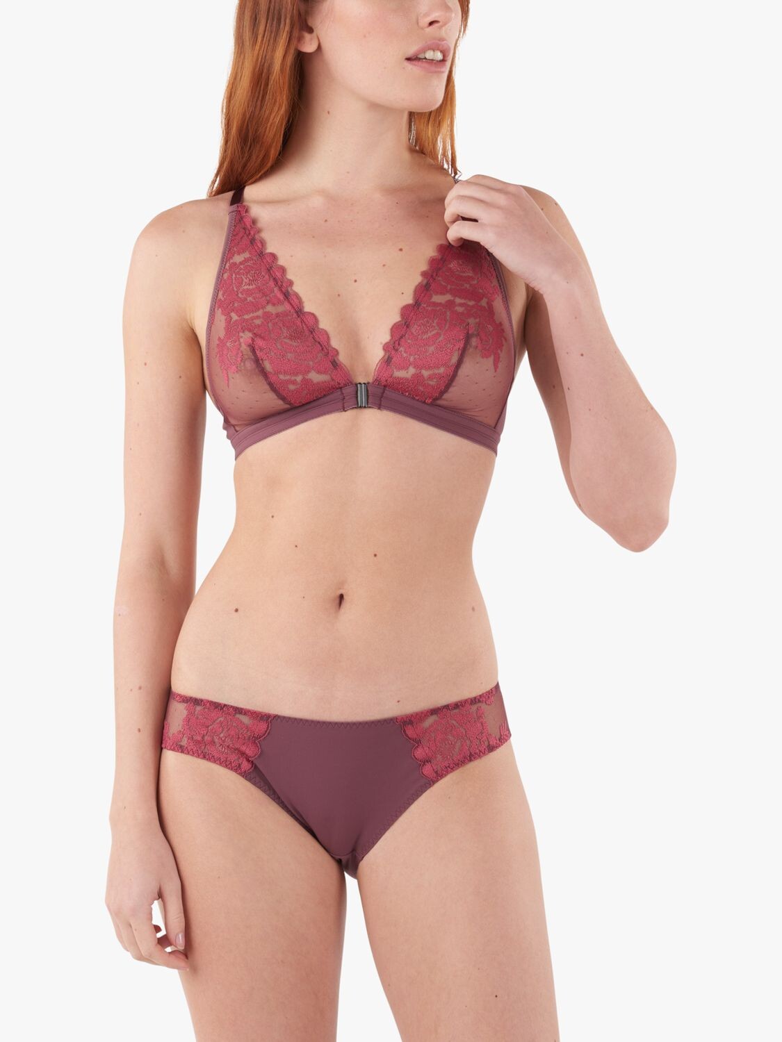 

Бюстгальтер с треугольными чашками Maison Lejaby Fleur Ikat, бордовый
