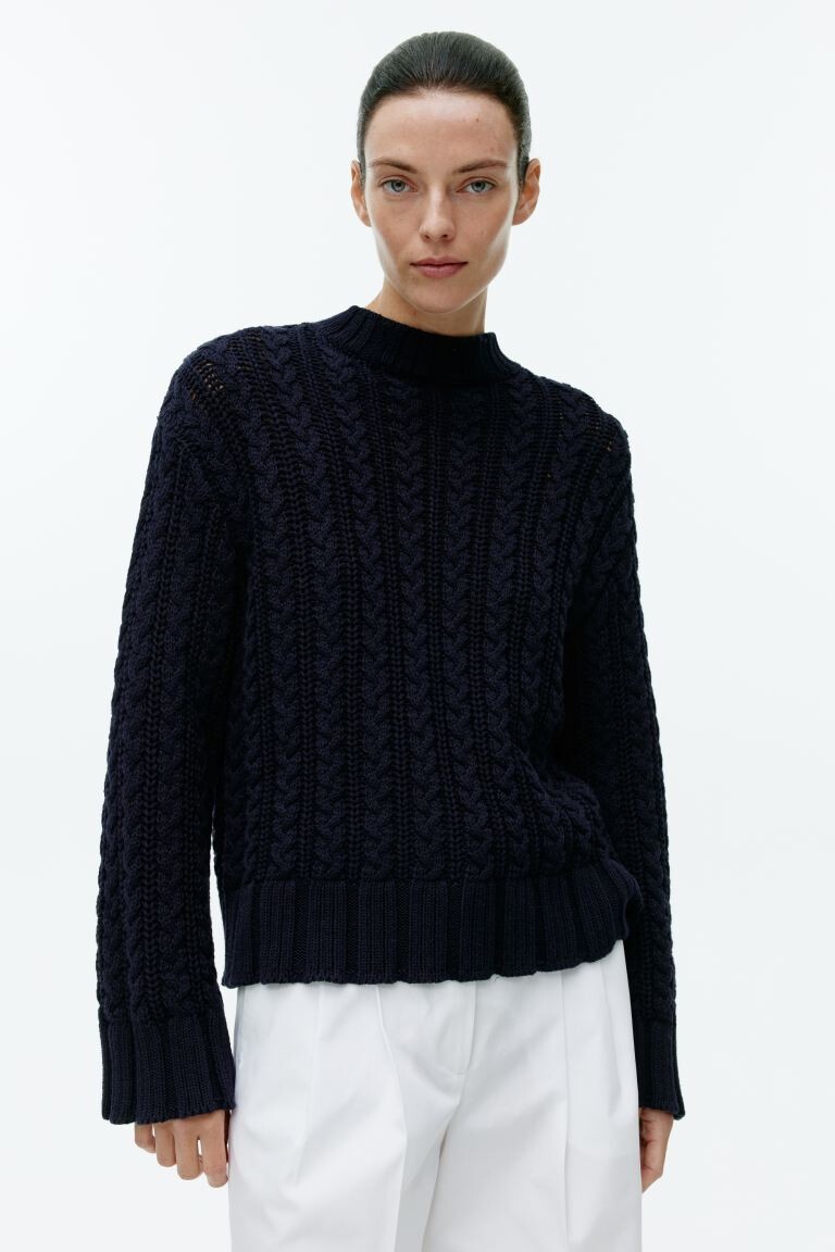 

Хлопковый свитер косой вязки H&M, синий