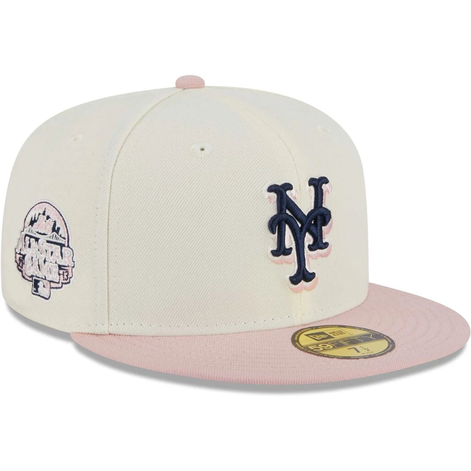 

Мужская приталенная шляпа New Era белого/розового цвета New York Mets Chrome Rogue 59FIFTY