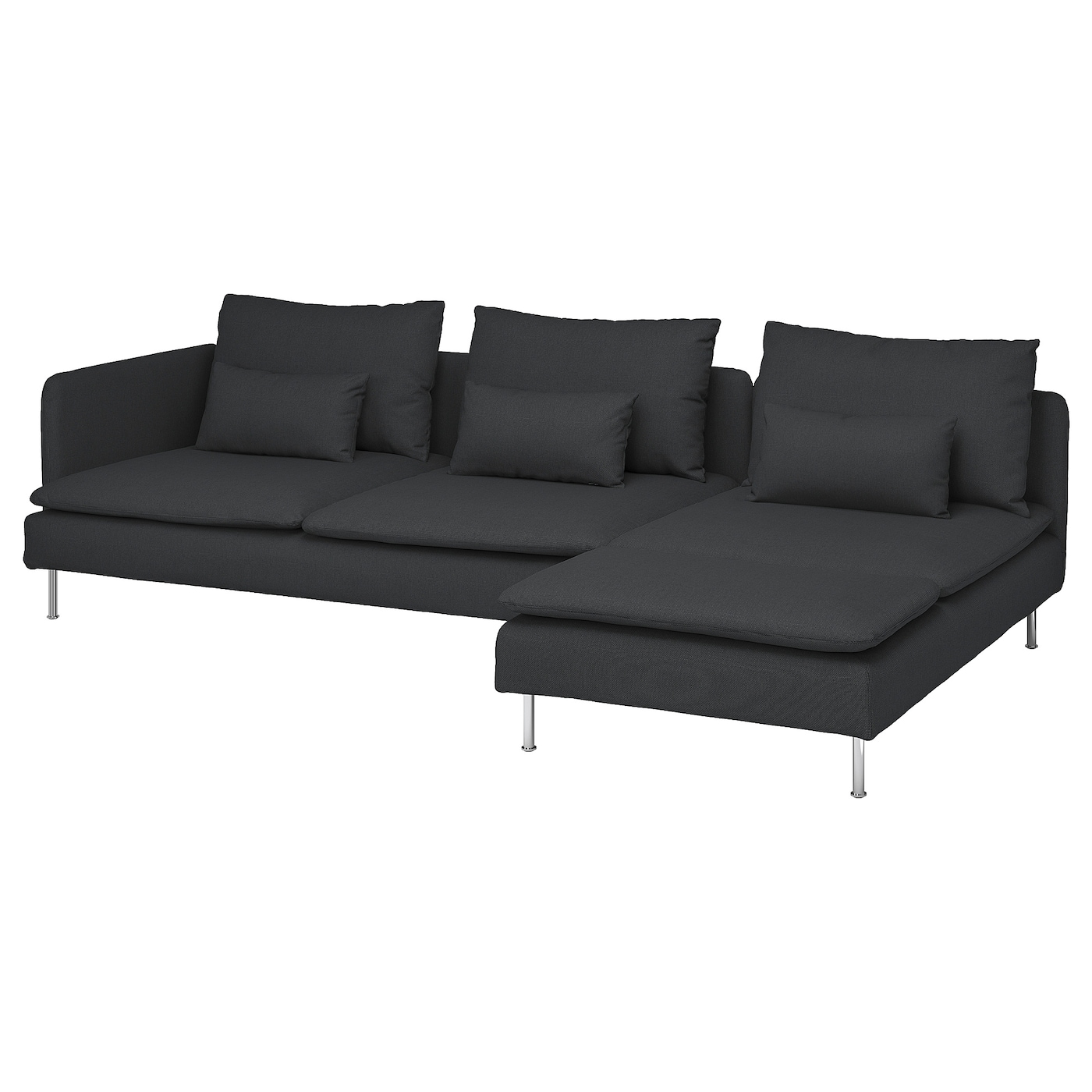 СЁДЕРХАМН 4-местный диван + диван, раскладной Фридтуна/темно-серый SODERHAMN IKEA диван куба раскладной сканди 11