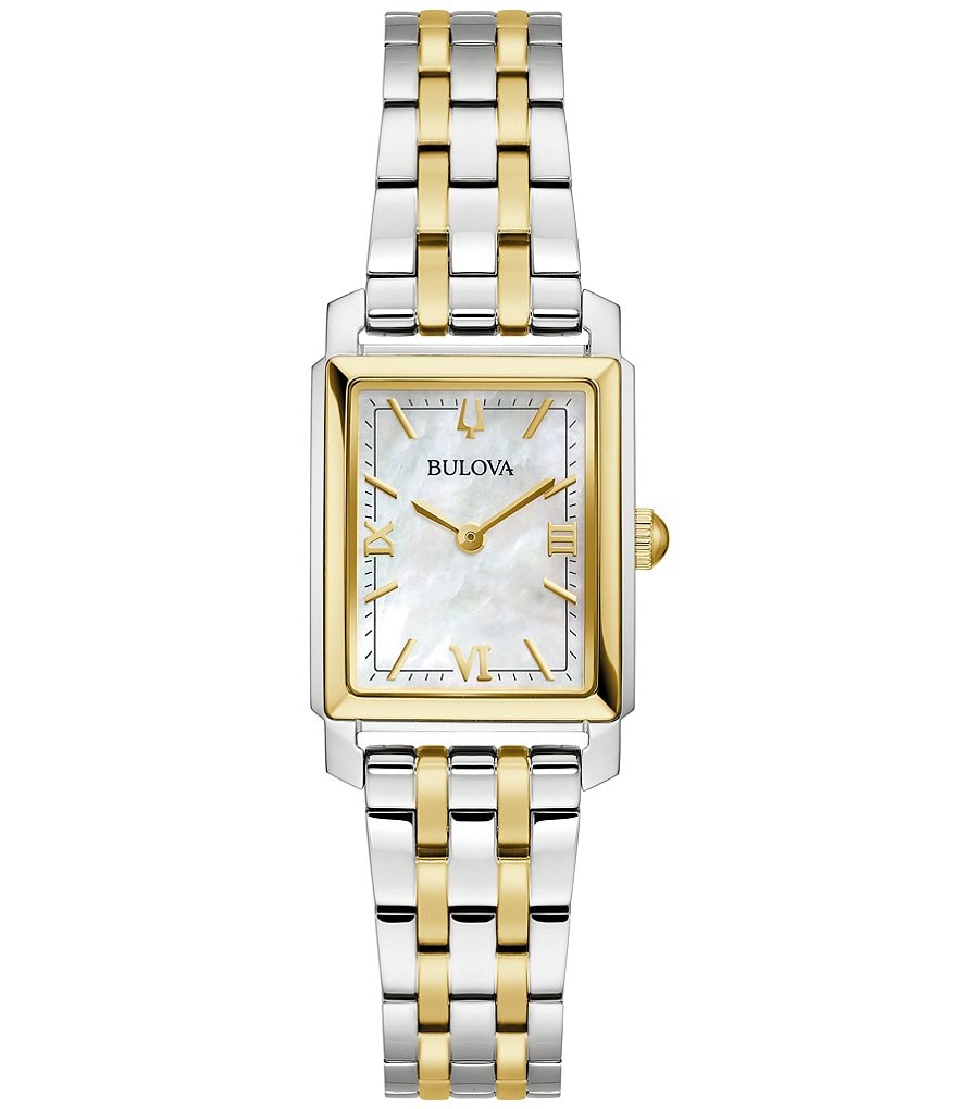 цена Женские кварцевые аналоговые двухцветные часы Bulova Sutton с браслетом из нержавеющей стали, мультиколор