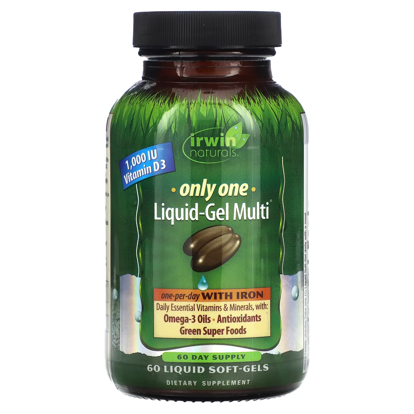 Пищевая добавка Irwin Naturals Only One Liquid-Gel Multi с железом, 60 жидких капсул