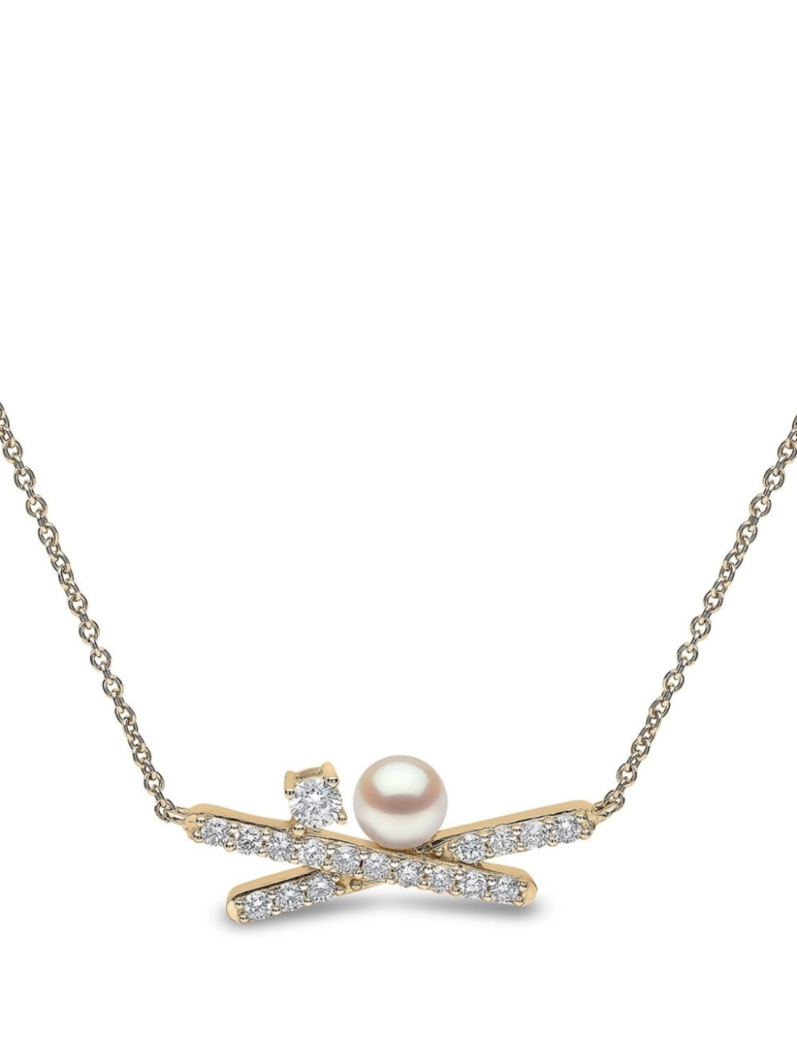 

Колье Sleek из желтого золота с жемчугом и бриллиантами Yoko London, золотой