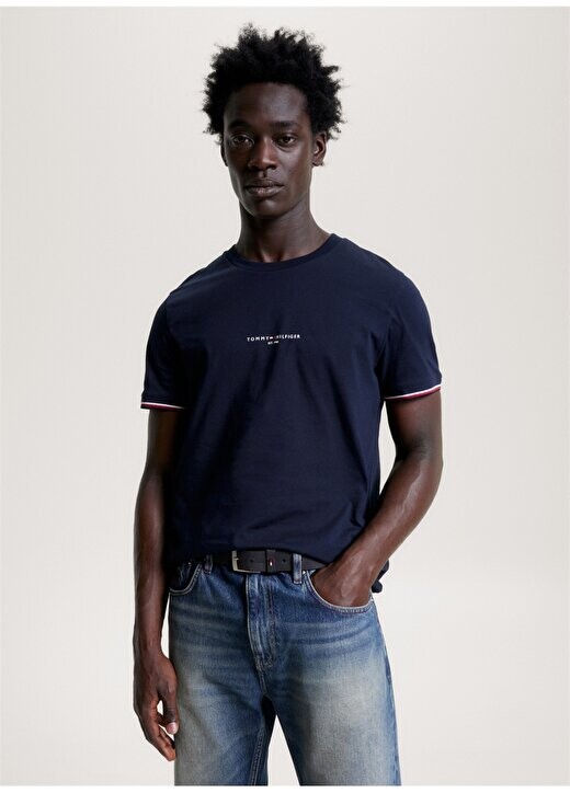 

Синяя мужская футболка с круглым вырезом MW0MW32584DW5 Tommy Hilfiger, синий