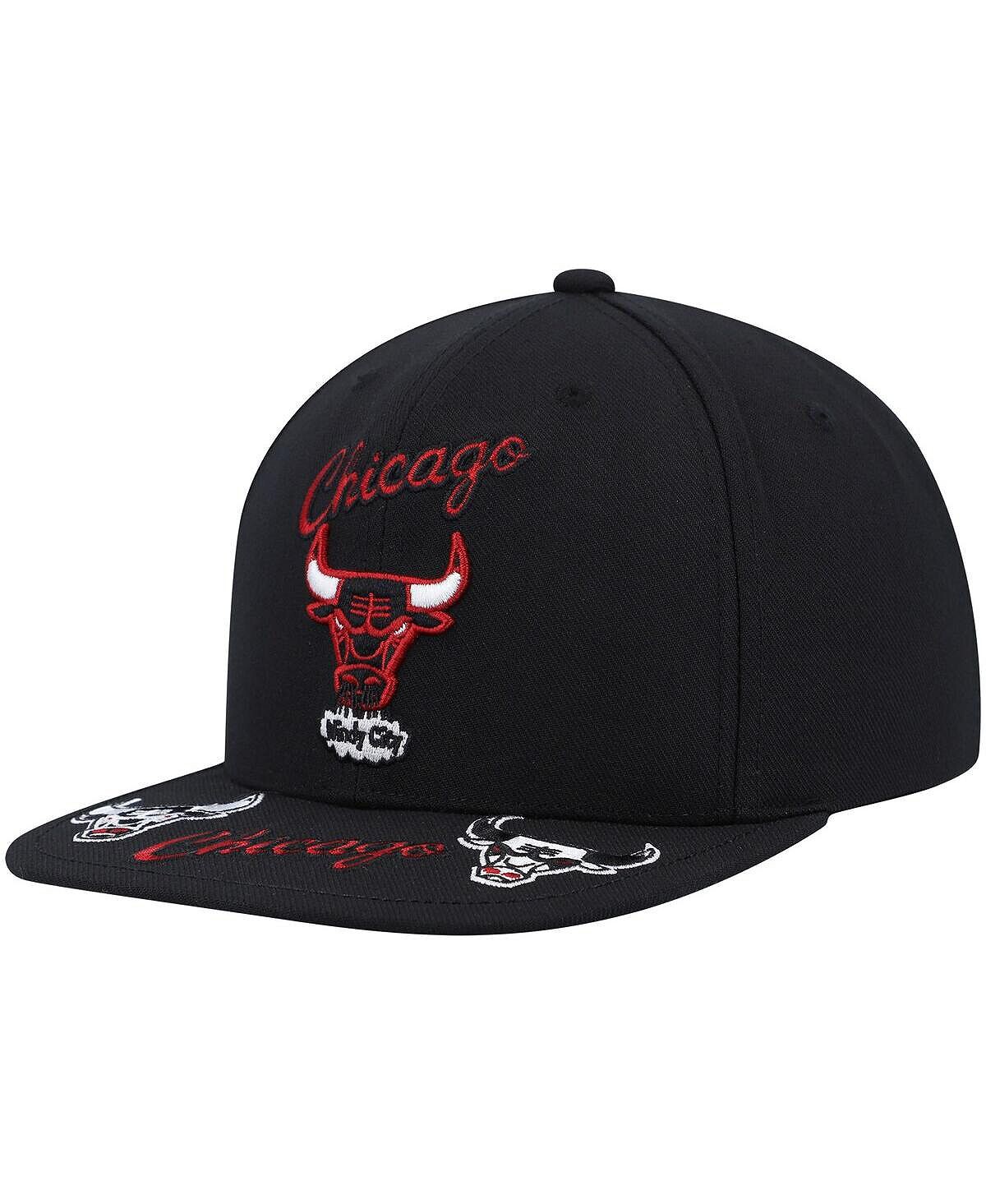 

Мужская черная кепка Snapback из твердой древесины Chicago Bulls с фронтальной загрузкой Mitchell & Ness