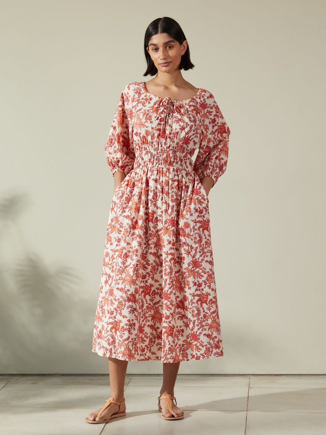

Платье миди Albaray Lila Botanical, кремовое, Бежевый