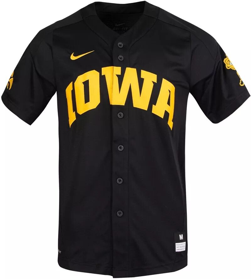 

Черная мужская реплика бейсбольной майки Nike Iowa Hawkeyes на пуговицах
