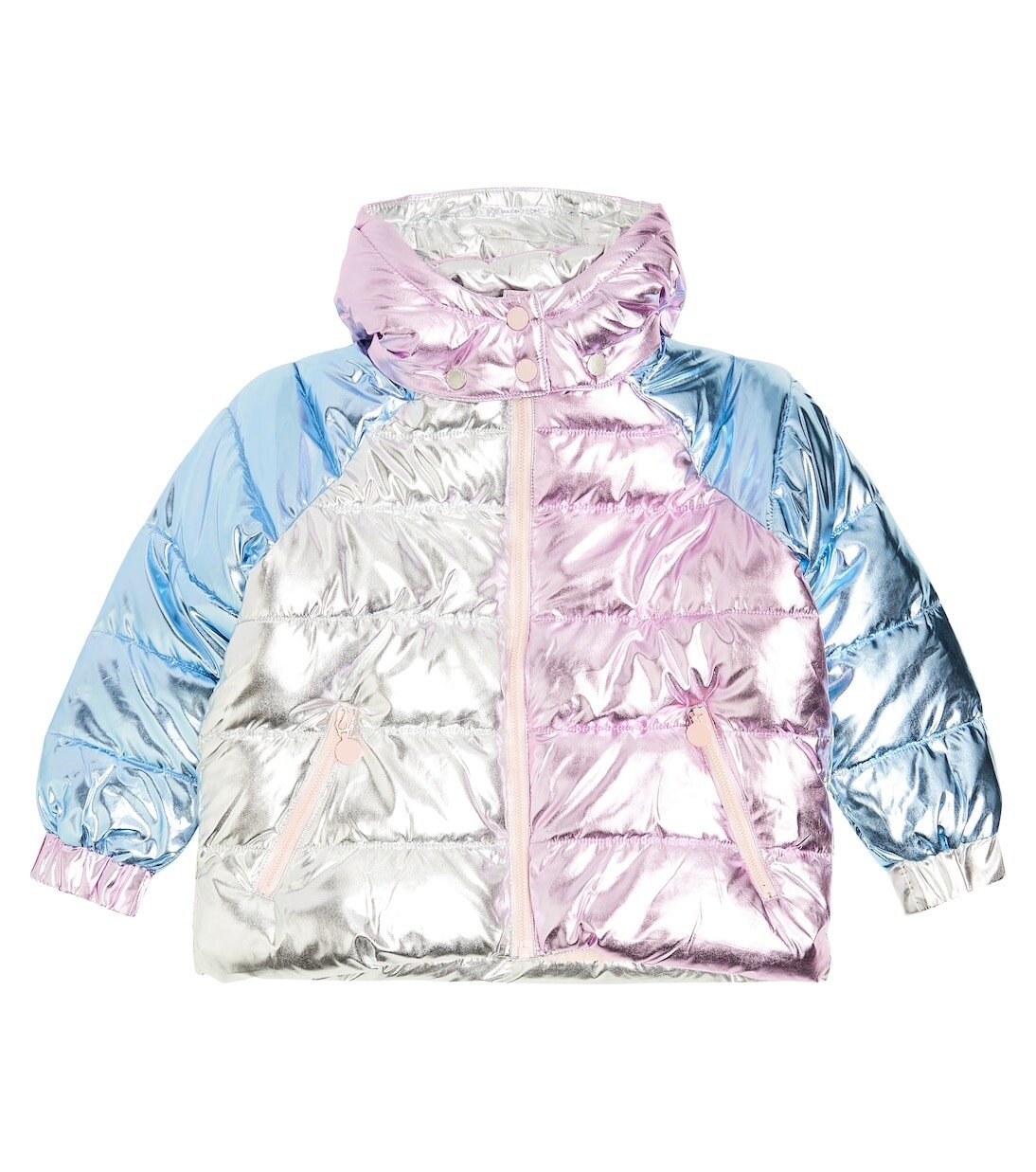 

Пуховик с цветными блоками металлик Stella Mccartney Kids, мультиколор