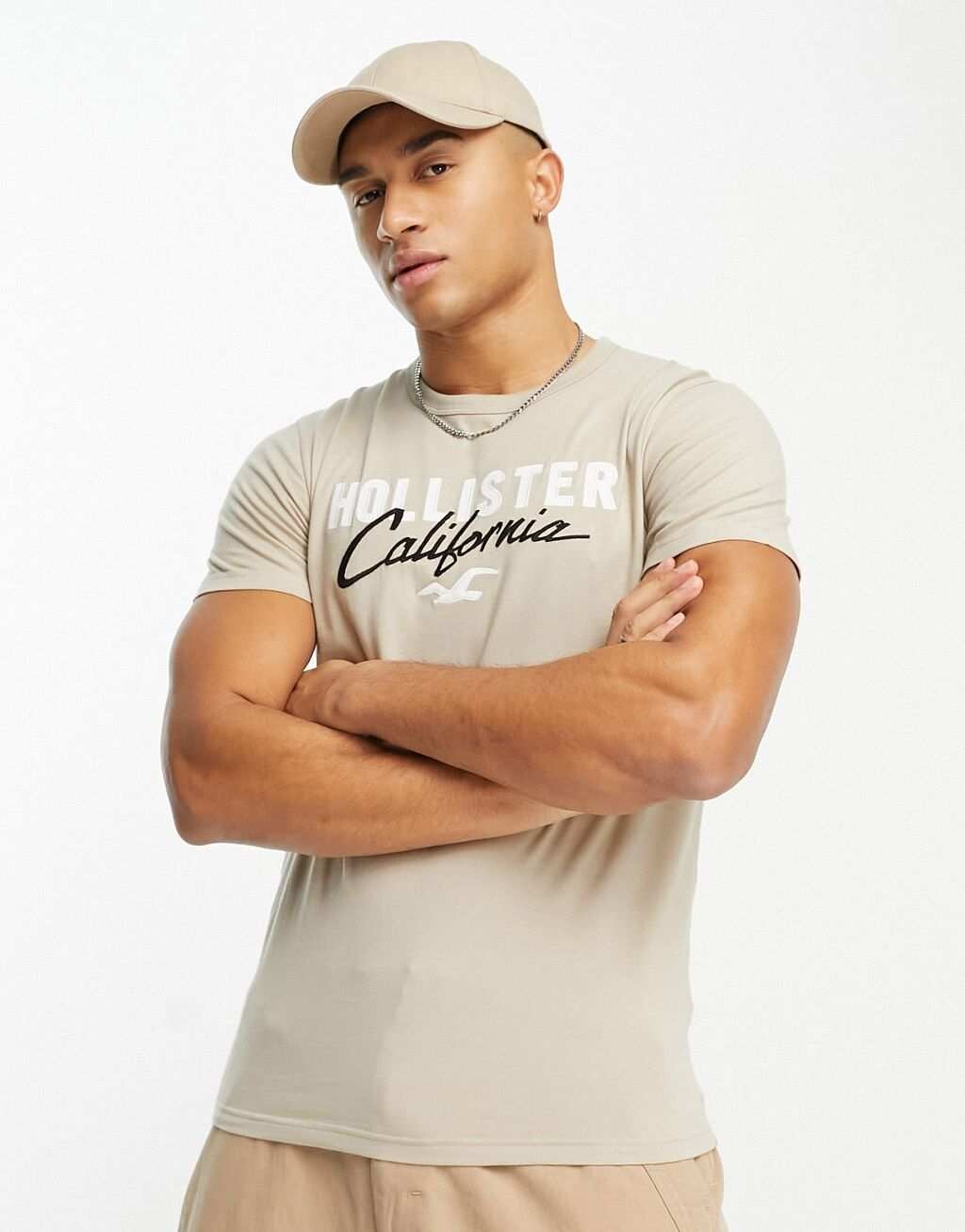 

Светло-коричневая футболка с логотипом Hollister tech, Коричневый