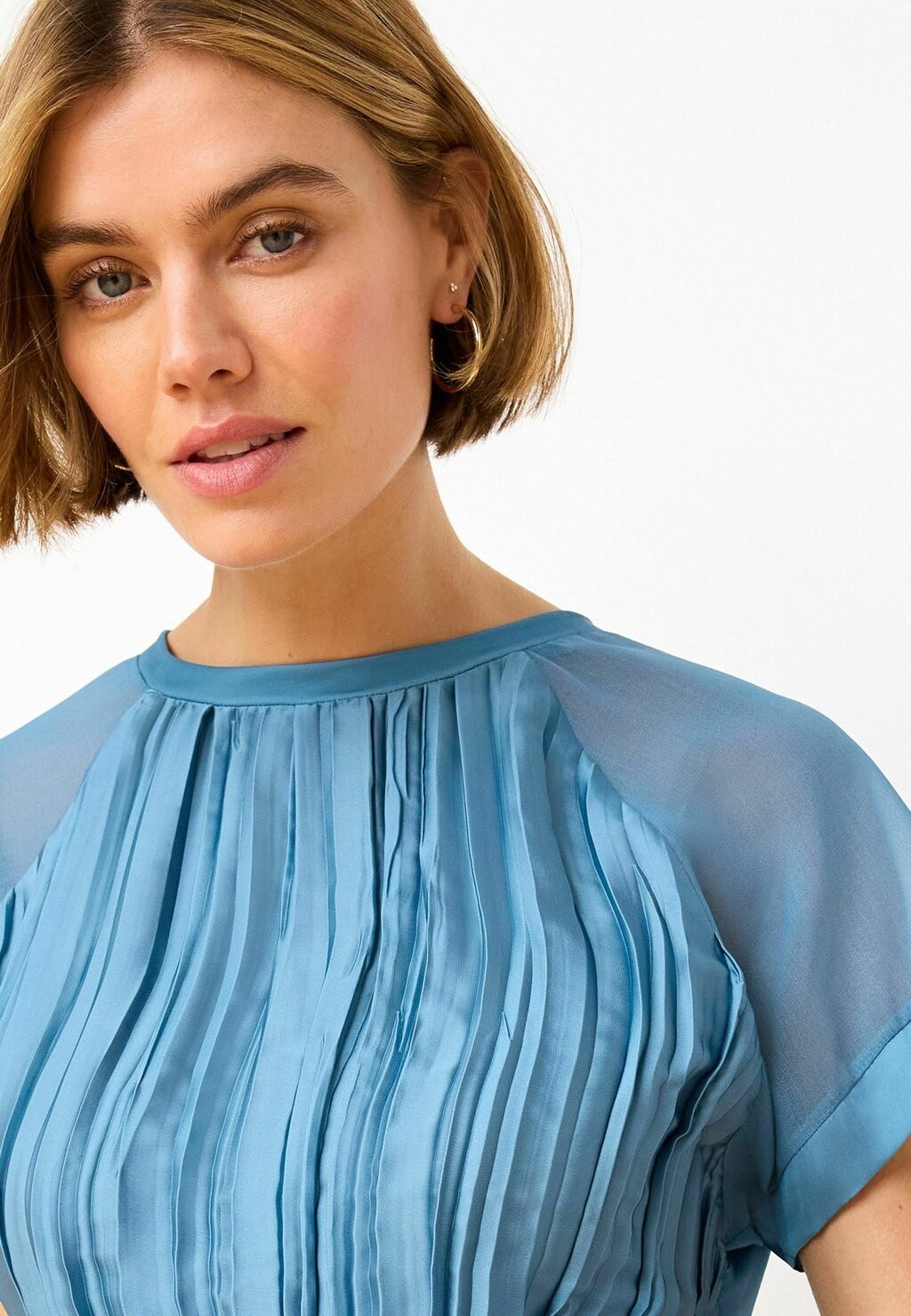 

Блузка Plissé Short Sleeve Standard Next, бирюзово-синяя