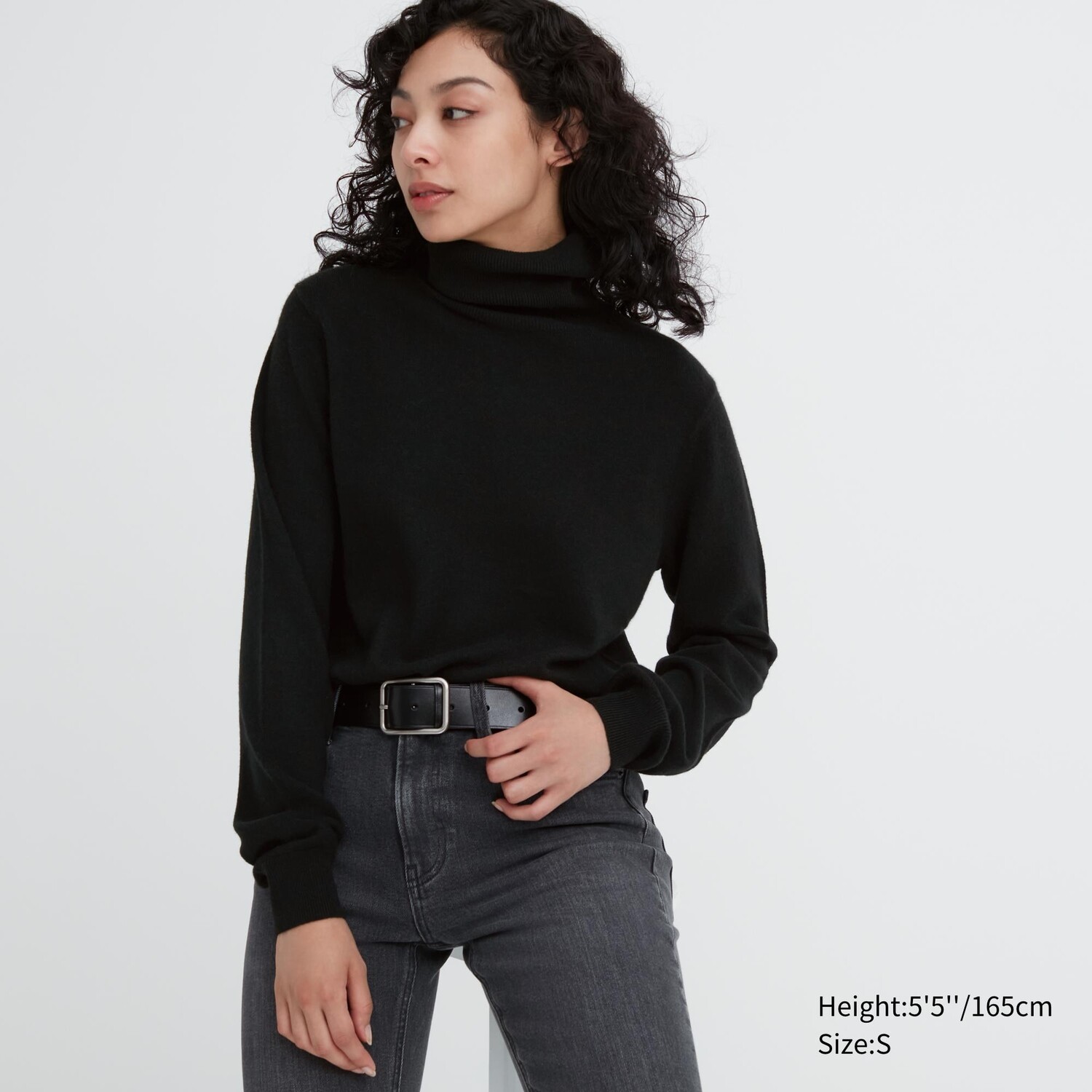 

Свитер Uniqlo женский из кашемира с высоким воротом, черный