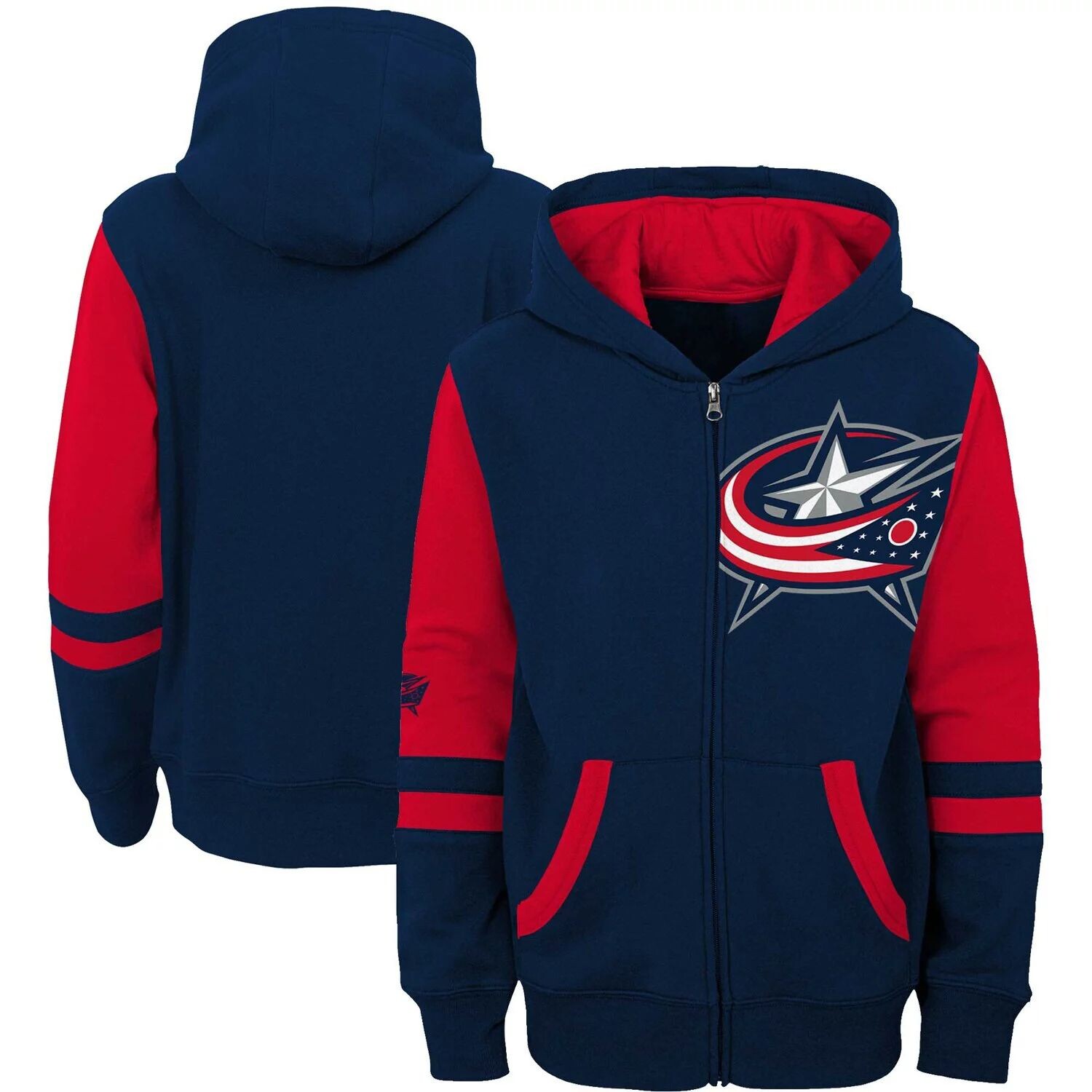

Toddler Red Columbus Темно-синие/красные куртки Толстовка с молнией во всю длину Faceoff Outerstuff