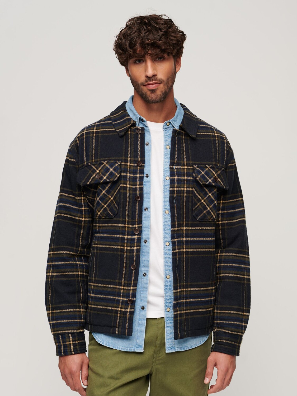 

Верхняя рубашка в крупную клетку Surplus Superdry, темно-синий