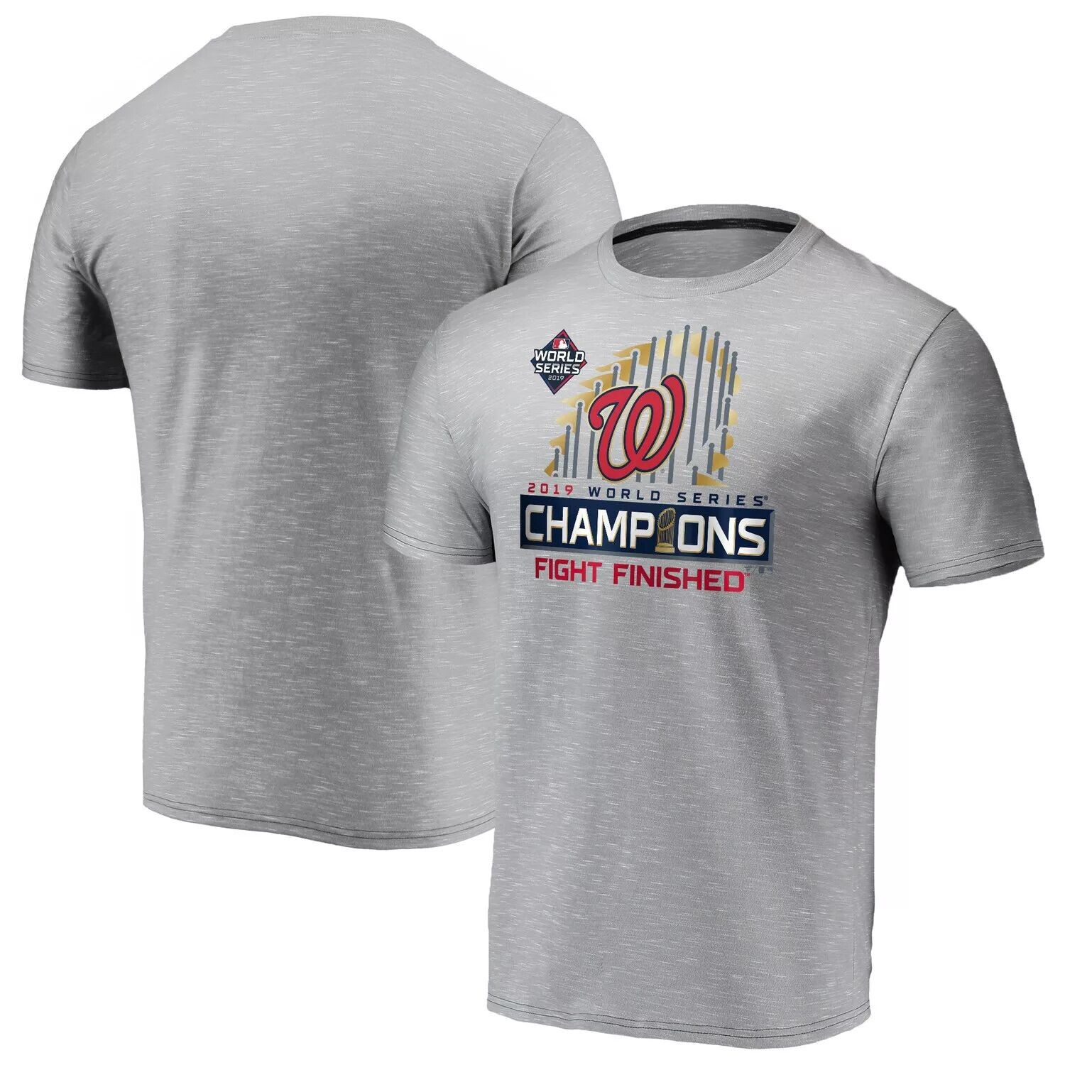 

Мужская серая футболка с логотипом Washington Nationals 2019 World Series Champions Locker Room Space Dye Fanatics, Серый