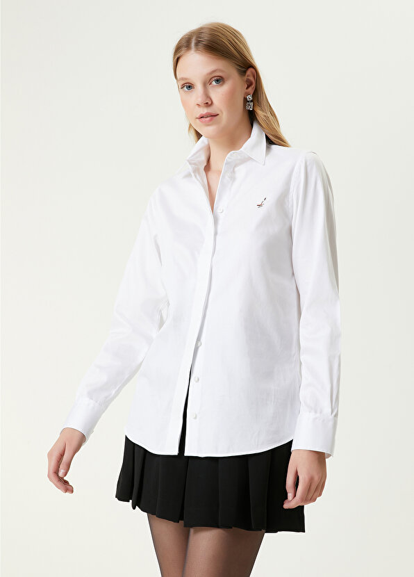 Классическая рубашка из поплина с белым логотипом Beymen