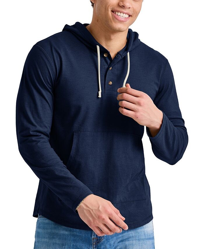 

Мужская толстовка с капюшоном Originals Tri-Blend Henley Hanes, цвет Navy