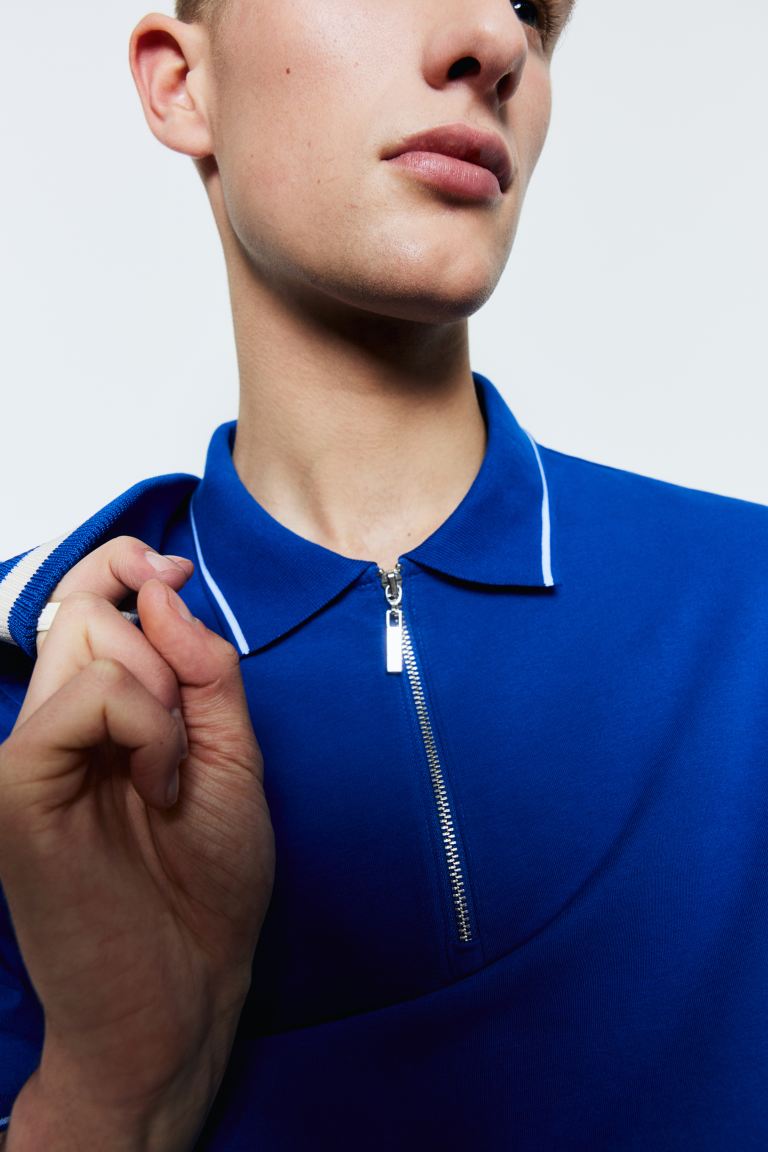 цена Рубашка-Поло на молнии приталенного кроя H&M, синий