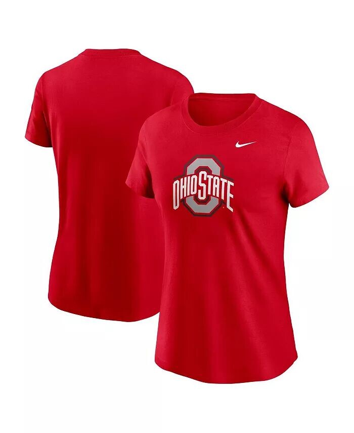 

Женская футболка Scarlet Ohio State Buckeyes Primetime Evergreen с логотипом Nike, красный