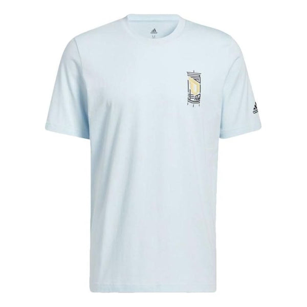 Футболка Men's adidas Printing Round Neck Pullover Short Sleeve Blue T-Shirt, синий