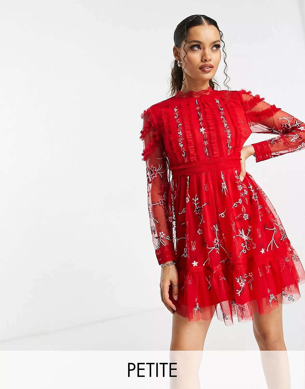 

Платье миди с декором Petite красного цвета Frock and Frill, Красный