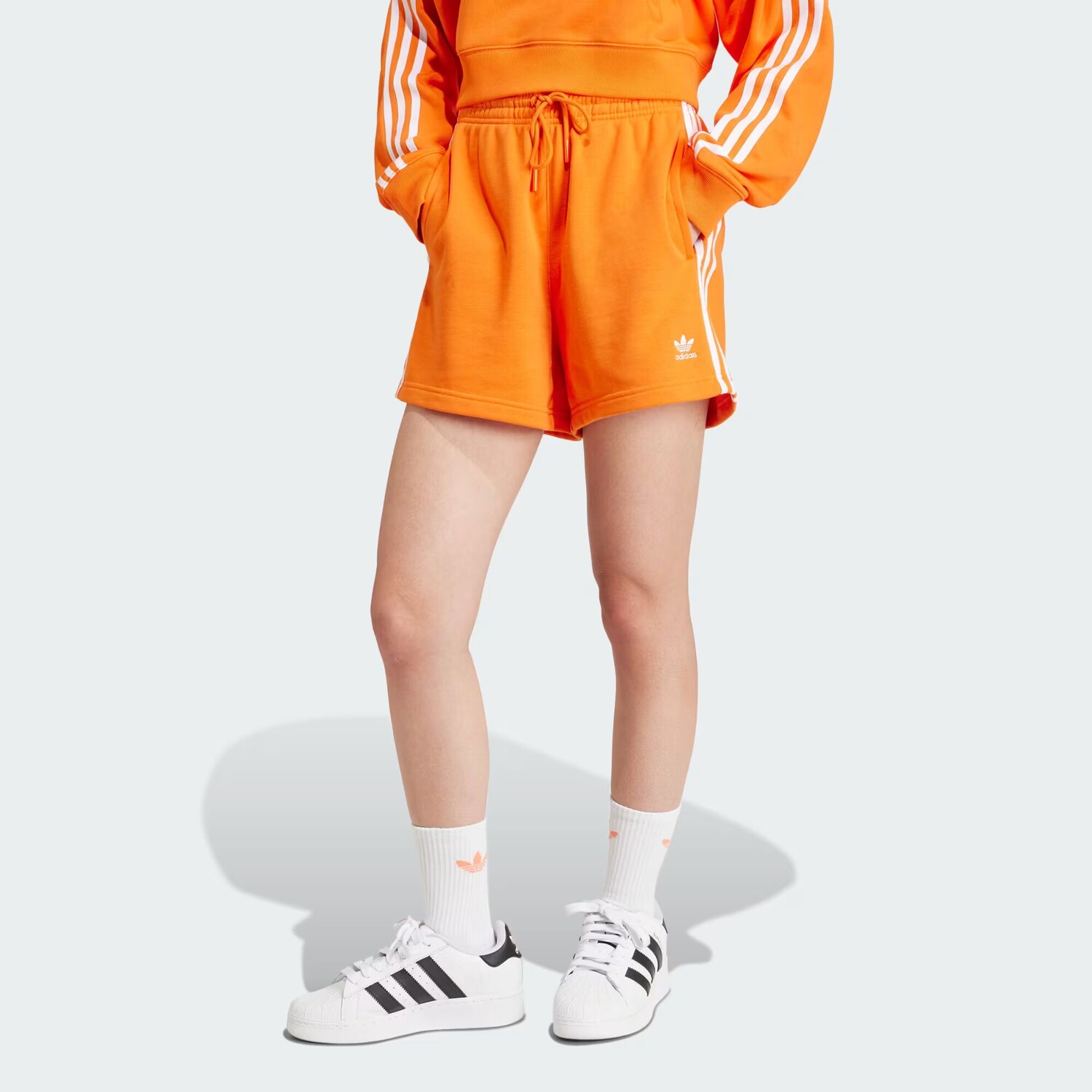 

Шорты из французской махровой ткани Adicolor с 3 полосками Adidas, цвет Orange