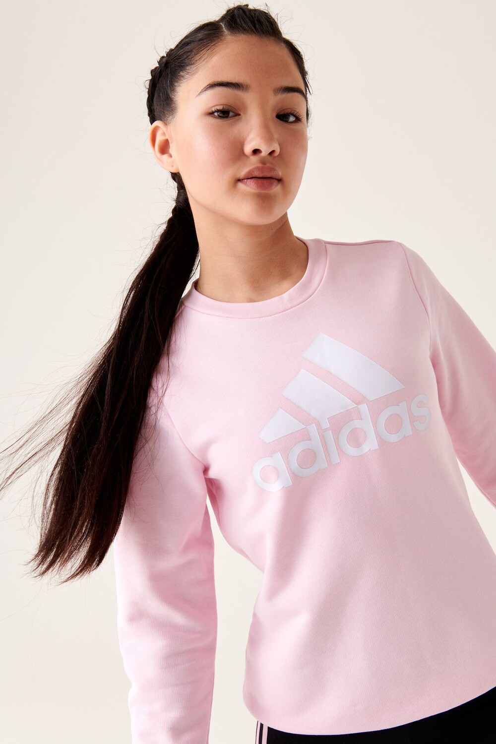 

Хлопковая толстовка Essentials с большим логотипом adidas, розовый