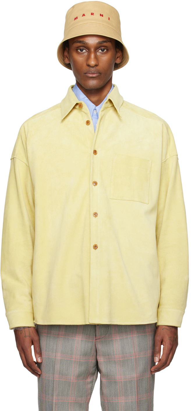 Желтая кожаная рубашка Marni